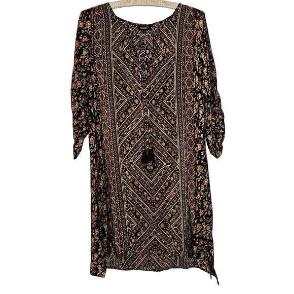 New Tolani Ruched Sleeve Silk Dress Size Small Tasseled Tie-neck - Picture 1 of 5